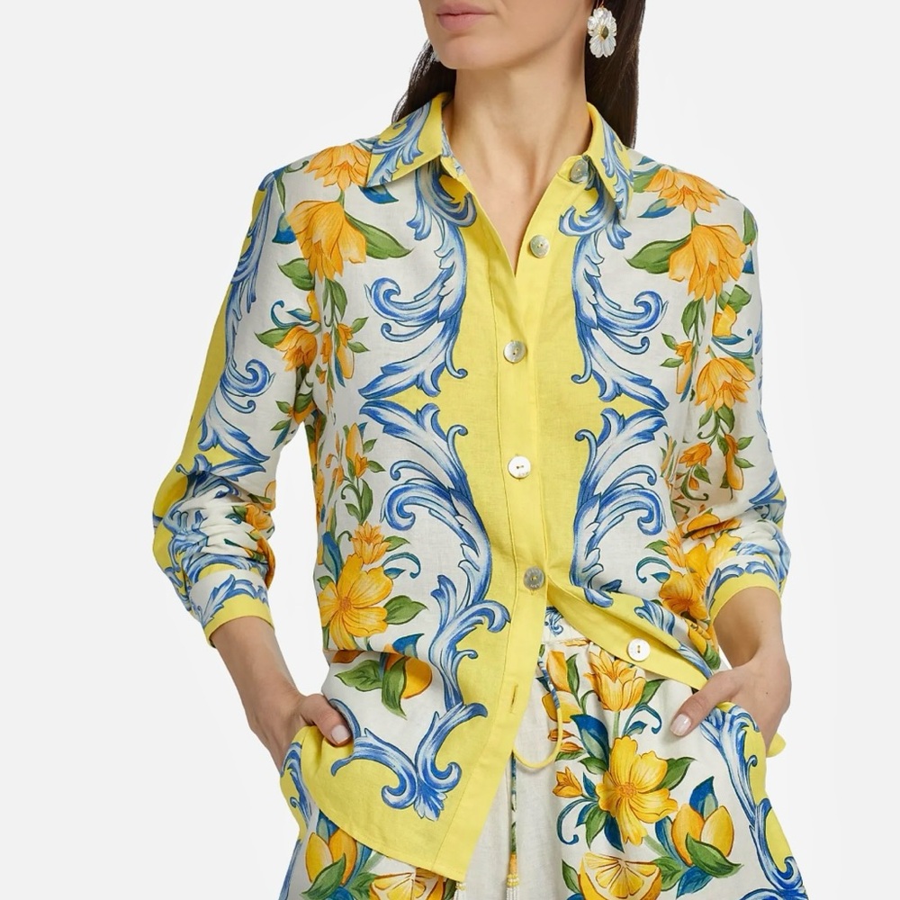 FARM Rio Sicily Scarf Linen Blend Shirt Size Small NWT - Picture 16 of 16
